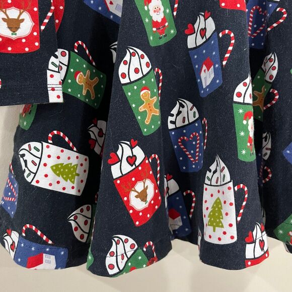 BackyardBaby Handmade Christmas Pug Hot Chocolate Twirl Skater Tunic Top size 12 - Picture 2 of 5